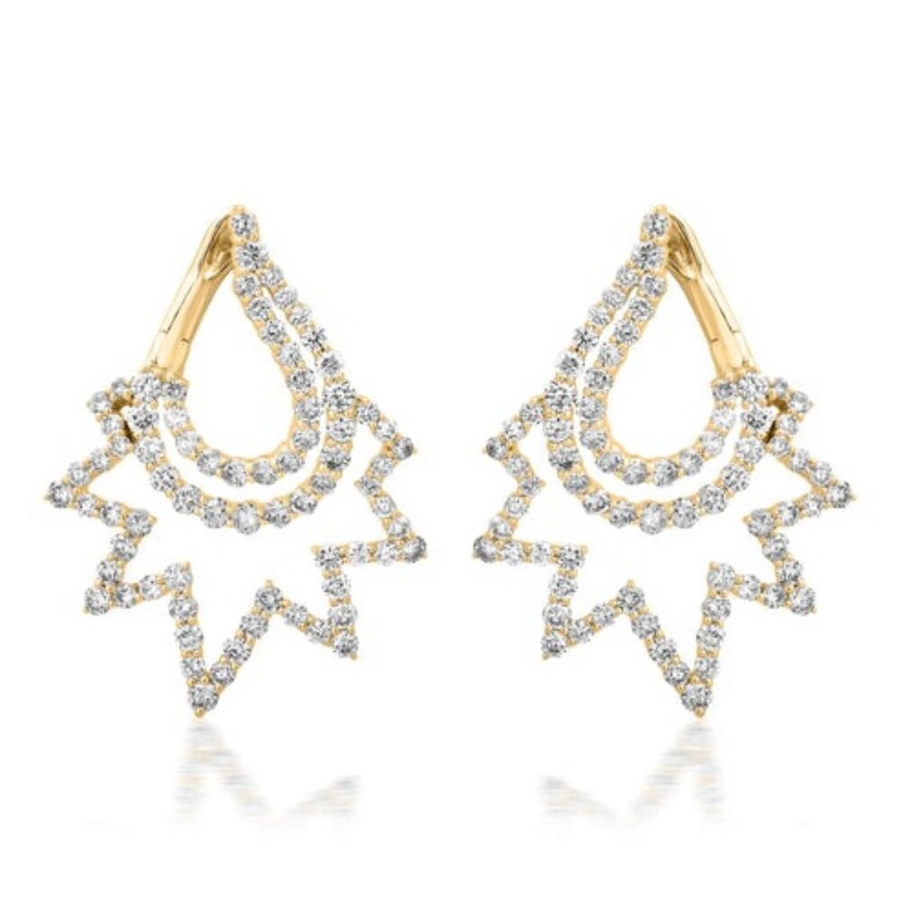Trail Diamond 14K (or 18k upon request) Yellow Gold Earrings